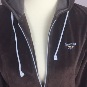 REEBOK BROWN VELOUR HOODED JACKET SZ M